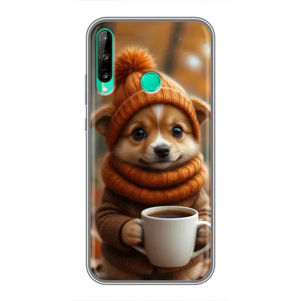 Чехол с рисунком «Собачка с кофе» для Huawei P40 Lite e Чехол с рисунком «Собачка с кофе» для Huawei P40 Lite e