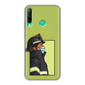 Силиконовый бампер (Работники) на Huawei P40 Lite e (Пожарник)