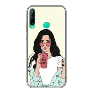 Силиконовый Чехол на Huawei P40 Lite e с картинкой Стильных Девушек (С напитком)