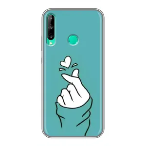 Чехлы (Знак сердечка) на Huawei P40 Lite e (Сердечко на бирюзовом)