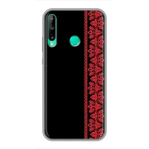 Силиконовый Чехол на Huawei P40 Lite e с картинкой Вышиванки (Вышиванка на черном)