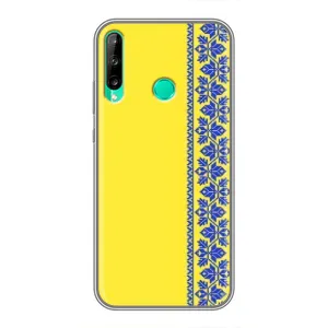 Силиконовый Чехол на Huawei P40 Lite e (Вышиванка на желтом)