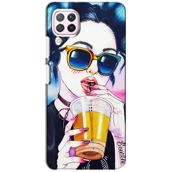 Чехол с рисунком «Девушка с коктейлем» для Huawei P40 Lite