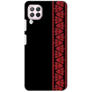 Силиконовый Чехол на Huawei P40 Lite (Красная Вышиванка)