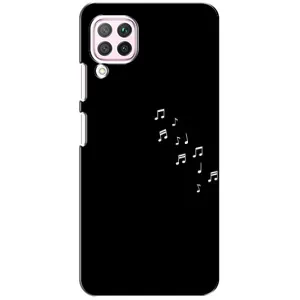 Чехол с картинками на черном фоне для Huawei P40 Lite (Ноты)