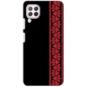 Силиконовый Чехол на Huawei P40 Lite с картинкой Вышиванки (Вышиванка на черном)