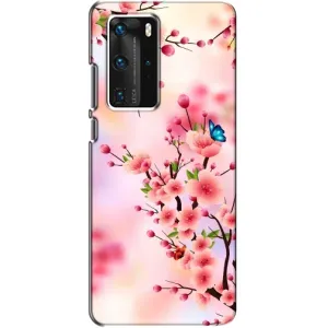 Чехол с принтом САКУРЫ на Huawei P40 Pro (Бабочки на сакуре)