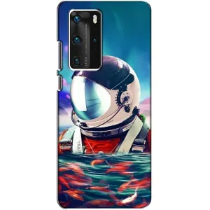 Силіконовый Чохол з принтом "Космонавти" на Huawei P40 Pro (Космонавт у воді)
