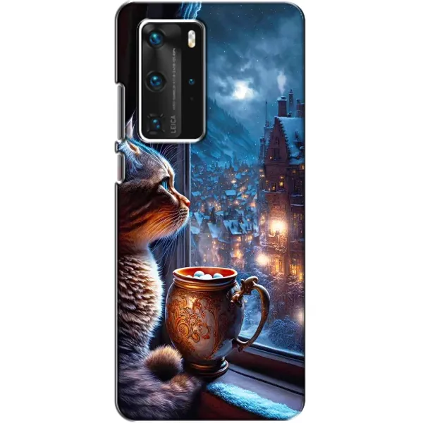 Чехол с рисунком «Кот новогодний» для Huawei P40 Pro Чехол с рисунком «Кот новогодний» для Huawei P40 Pro