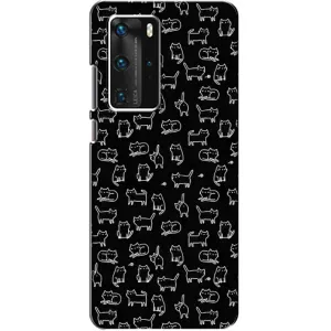 Чохол на тематику: Коти для Huawei P40 Pro (Котики на чорному)