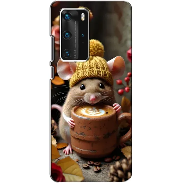 Чехол с рисунком «Мышка с кофе» для Huawei P40 Pro Чехол с рисунком «Мышка с кофе» для Huawei P40 Pro
