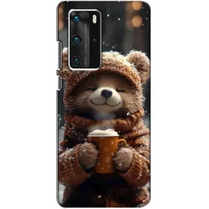 Печатный чехол «Зверята с кофе» для Huawei P40 Pro (Медвежонок с кофе)