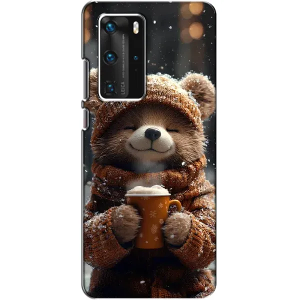 Чехол с рисунком «Медвежонок с кофе» для Huawei P40 Pro Чехол с рисунком «Медвежонок с кофе» для Huawei P40 Pro