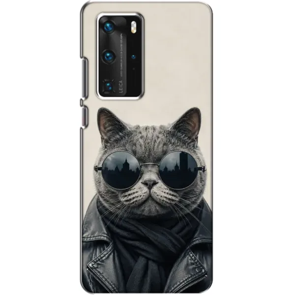 Чехол с рисунком «Модный кот» для Huawei P40 Pro Чехол с рисунком «Модный кот» для Huawei P40 Pro