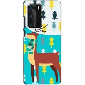 Силиконовый бампер с картинкой животных для Huawei P40 Pro (Олень с шарфом)
