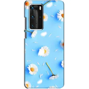 Чехол с Цветами для Huawei P40 Pro (ромашки на голубом)