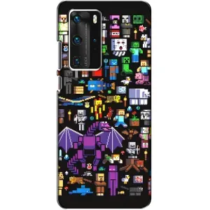 Чехол майнкрафт для Huawei P40 Pro (Все персонажи)