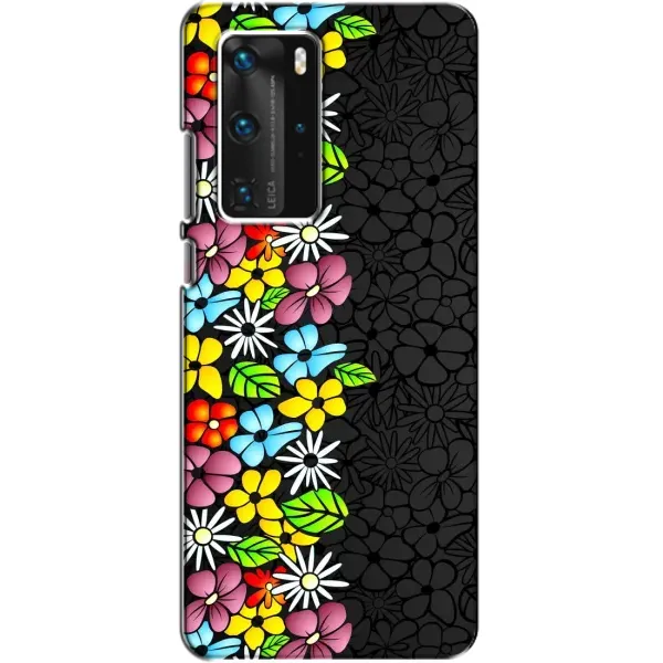 Чехол с рисунком «Яркие цветы на черном» для Huawei P40 Pro Чехол с рисунком «Яркие цветы на черном» для Huawei P40 Pro