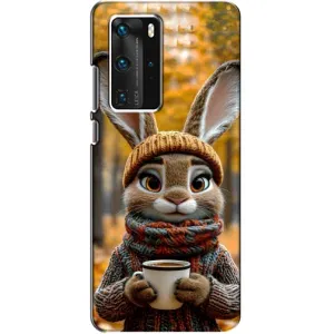 Печатный чехол «Зверята с кофе» для Huawei P40 Pro (Зайчик с кофе)