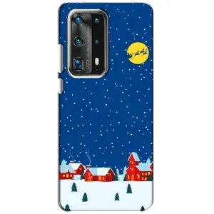 Силиконовый бампер на рождество для Huawei P40 (Город в снегу)
