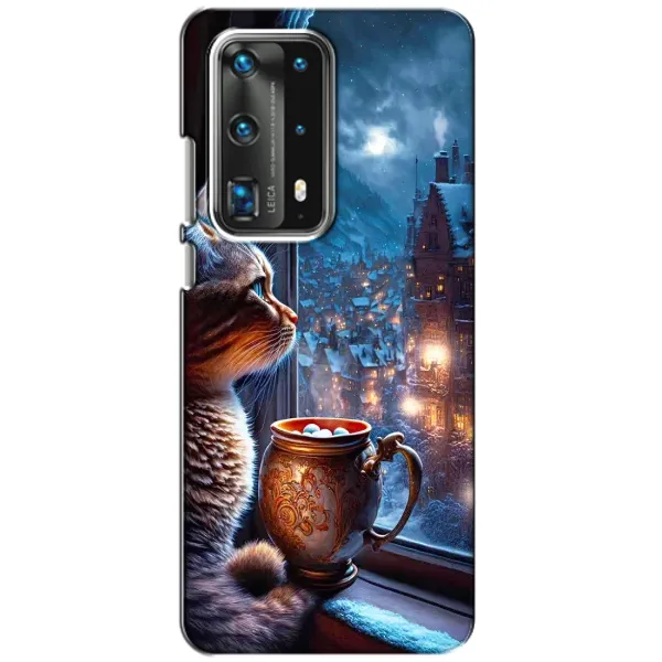 Чехол с рисунком «Кот новогодний» для Huawei P40