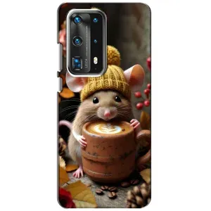 Друкований чохол 'Звірята з кавою' для Huawei P40 (Мишка з кавою)