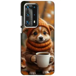 Друкований чохол 'Звірята з кавою' для Huawei P40 (Песик з кавою)