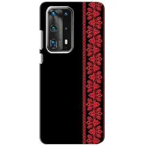 Силиконовый Чехол на Huawei P40 с картинкой Вышиванки (Вышиванка на черном)