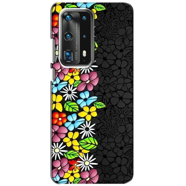Чехол с рисунком «Яркие цветы на черном» для Huawei P40 Чехол с рисунком «Яркие цветы на черном» для Huawei P40