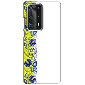 Силиконовый Чехол на Huawei P40 с картинкой Вышиванки (Желто-синяя вышиванка)
