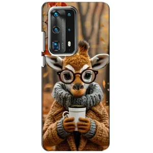 Друкований чохол 'Звірята з кавою' для Huawei P40 (Жираф з кавою)