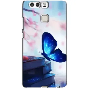 Силиконовый бампер с картинкой животных для Huawei P9 (Бабочка синяя)