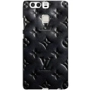 Текстурный Чехол Louis Vuitton для Хуавей П9 (Черный ЛВ)