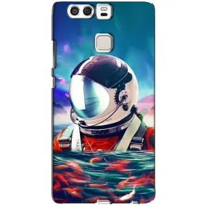 Силиконовый Чехол с принтом "Космонавты" на Huawei P9 (Космонавт в воде)