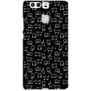 Чехол на тематику: Коты для Huawei P9 (Котики на черном)