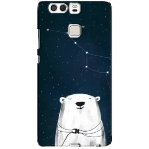 Силиконовый бампер с картинкой животных для Huawei P9 (Медведица)