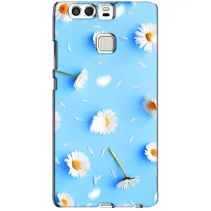 Чохол з Квітами для Huawei P9 (ромашки на блакитному)