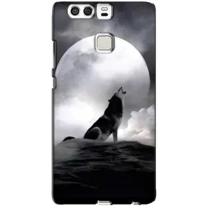 Чехол с Волком на Huawei P9 (Волк и луна)