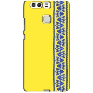 Силиконовый Чехол на Huawei P9 (Вышиванка на желтом)