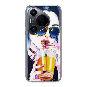 Чехол с картинкой Модные Девчонки Huawei Pura 70 PRO (Девушка с коктейлем)