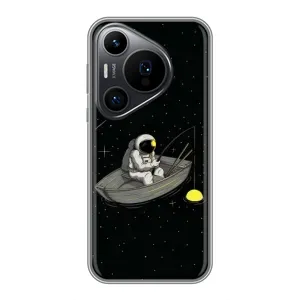 Силіконовый Чохол з принтом "Космонавти" на Huawei Pura 70 PRO (Космонавт на рибалці)
