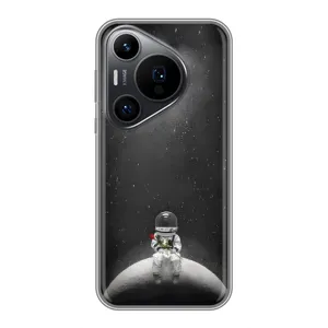 Силіконовый Чохол з принтом "Космонавти" на Huawei Pura 70 PRO (Космонавт романтик)