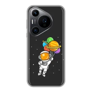 Силіконовый Чохол з принтом "Космонавти" на Huawei Pura 70 PRO (Космонавт з кульками)