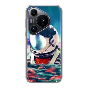 Силіконовый Чохол з принтом "Космонавти" на Huawei Pura 70 PRO (Космонавт у воді)