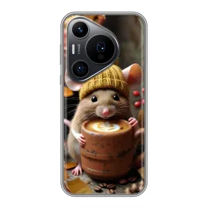 Печатный чехол «Зверята с кофе» для Huawei Pura 70 PRO (Мышка с кофе)