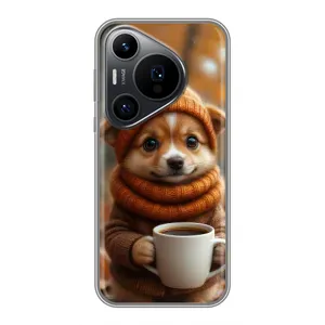 Печатный чехол «Зверята с кофе» для Huawei Pura 70 PRO (Собачка с кофе)