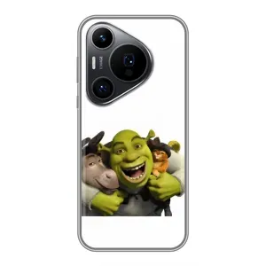 Печатный чехол с принтом Шрек для Huawei Pura 70 PRO (Шрек осел и кот)