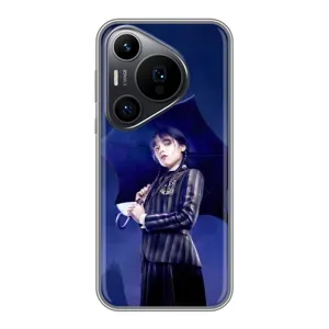 Чехлы с принтом Уэнсдей на Huawei Pura 70 PRO (Уэнсдей с зонтом)