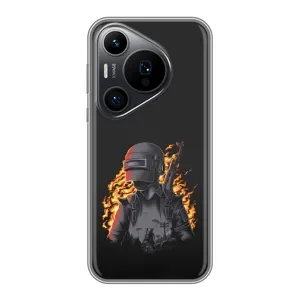 Силиконовый чехол с картинкой "Герой Pubg" на Huawei Pura 70 PRO (В огне)