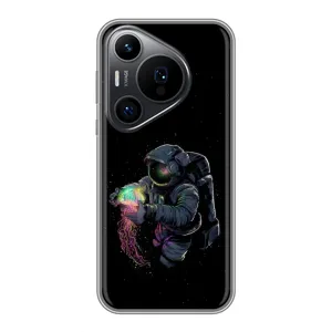 Силіконовый Чохол з принтом "Космонавти" на Huawei Pura 70 PRO (В руках земля)